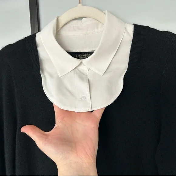 [M] Charter Club Luxury Black and White Dress Shirt & Cashmere Sweater Combo Top - Picture 13 of 13